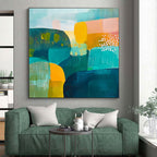 Vibrant Color Blocks Abstract Painting with Playful Energy WINK174