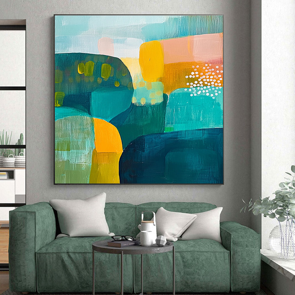 Vibrant Color Blocks Abstract Painting with Playful Energy WINK174