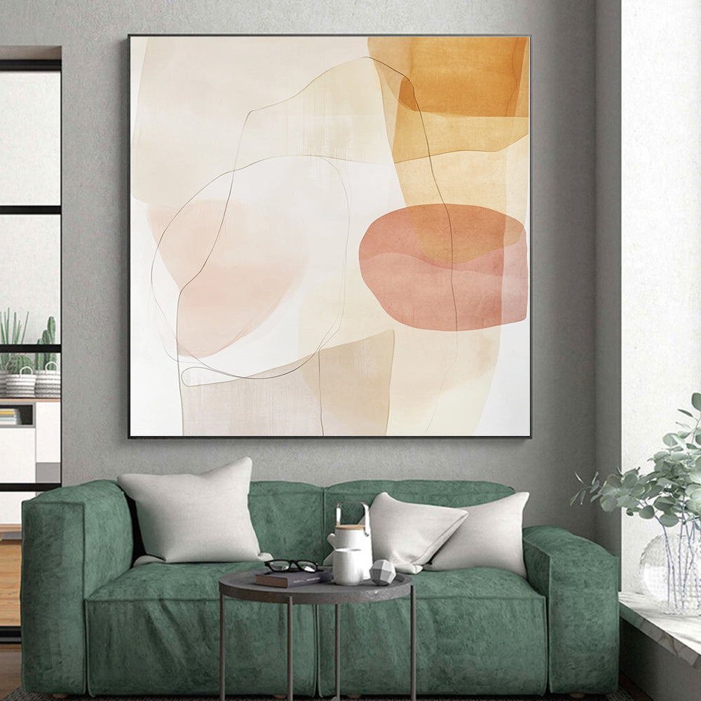 Translucent Shapes in Warm Tones Abstract Painting with Gentle Layers WINK260