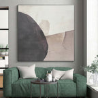 Gray and Beige Abstract Painting with Minimalist Shapes WINK846