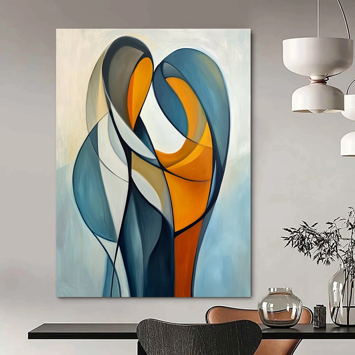 Intertwined Colorful Shapes Dynamic Abstract Painting GAB0294