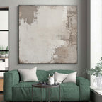 Light Gray Textured Canvas Abstract Painting with Subtle Simplicity WINK042