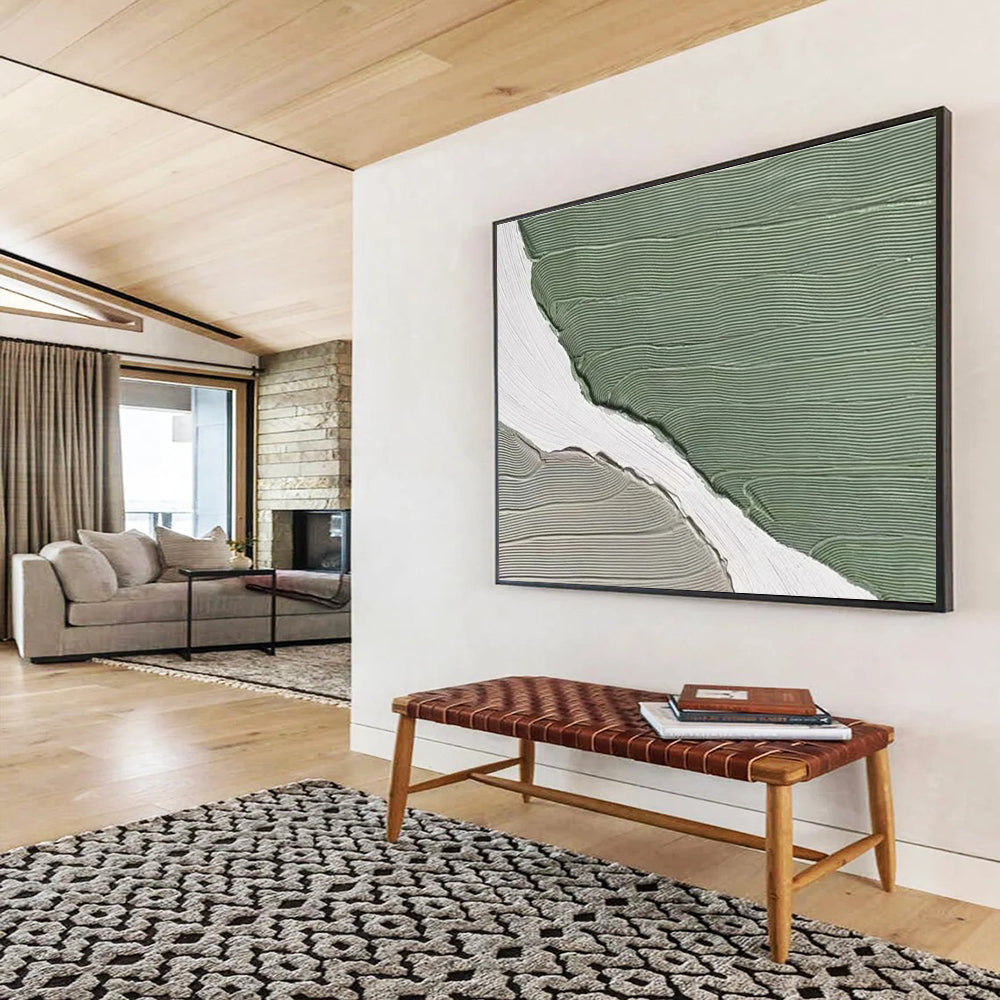 Green - Gray - White Abstract Painting for Contemporary Home Offices YHT396