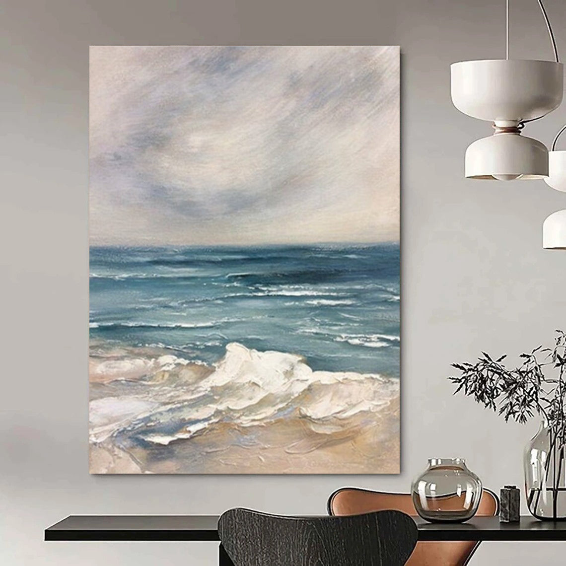Serene Seaside Painting for Coastal Restaurant Dining Areas HENG048