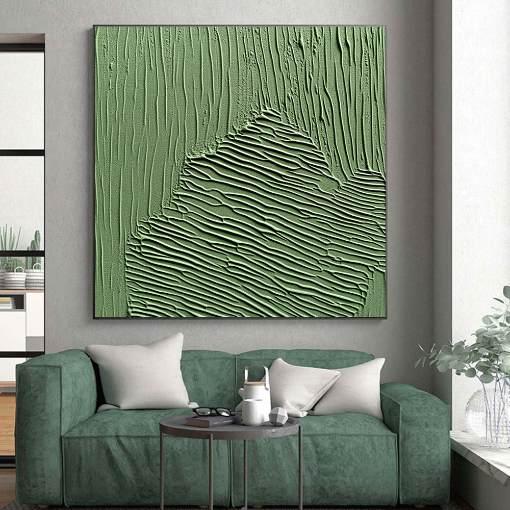 Green Textured Wave Patterns Painting with Natural Rhythm WINK062