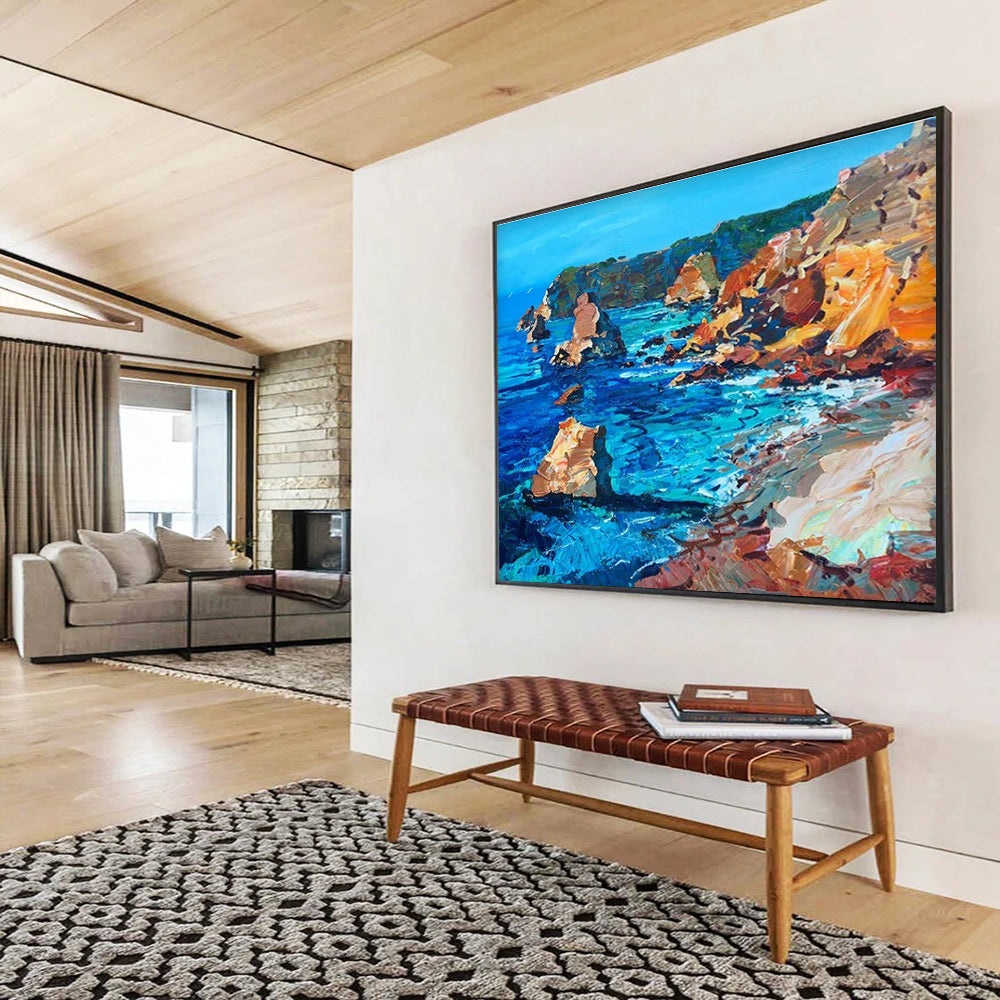 Coastal Rocks Abstract Painting for Seaside Home Living Rooms YHT454