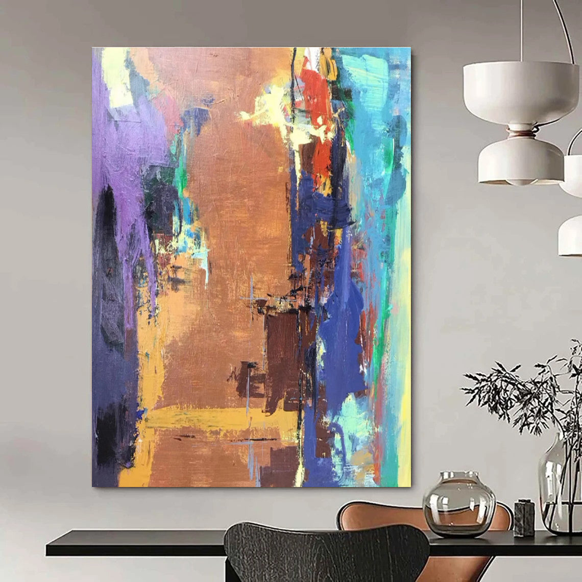 Vibrant Color Block Abstract Painting for Fashion Boutique Showrooms HENG036