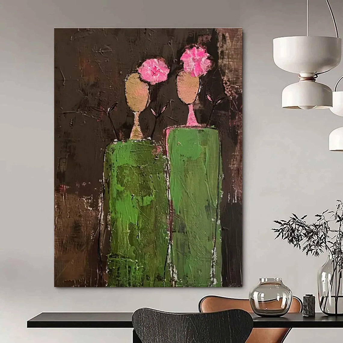 Flower - Head Figures Abstract Painting for Bohemian - Style Cafes HENG080