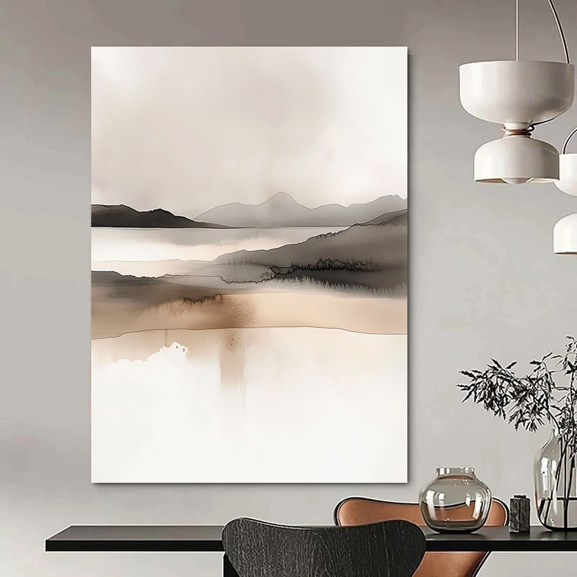 Sepia Landscape Abstract Painting for Vintage - Inspired Libraries GAB0989