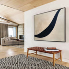 Curved Black Line on Beige Abstract Painting ABS584