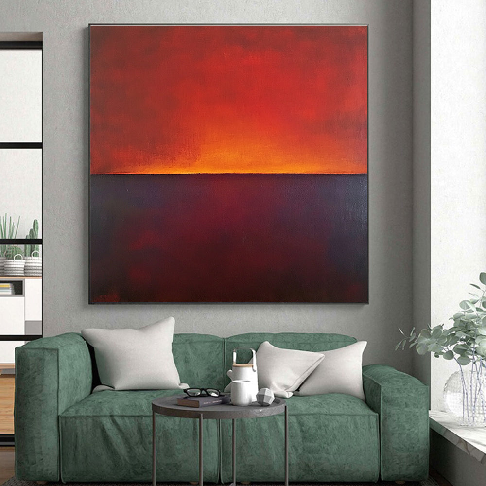 Red and Orange Sunset Abstract Painting with Dramatic Hues WINK863