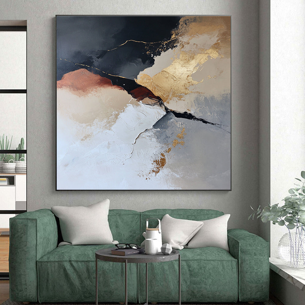Black Gold Beige Abstract Painting with Timeless Allure WINK466