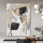 Black and Gold Abstract Painting for Luxury - Minimalist Home Offices GAB0915