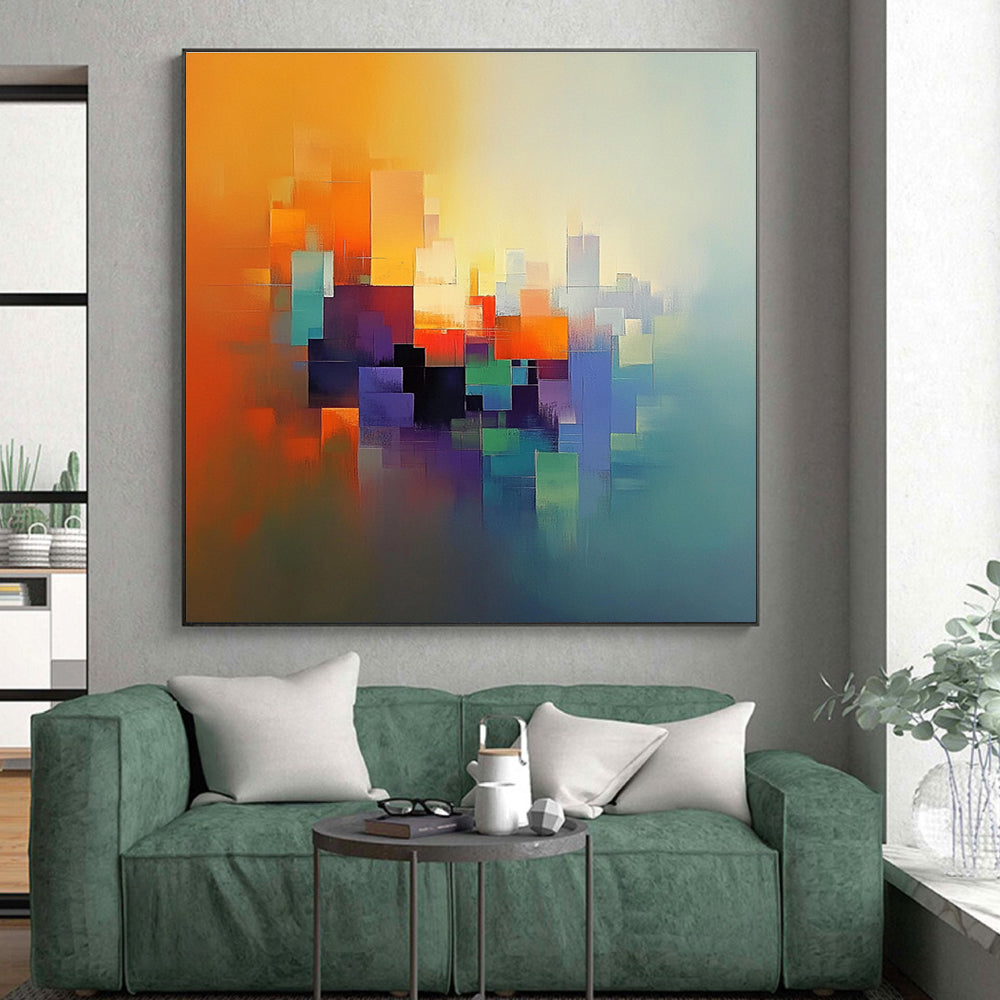 Bright Color Blocks Abstract Painting with Lively Creativity WINK186