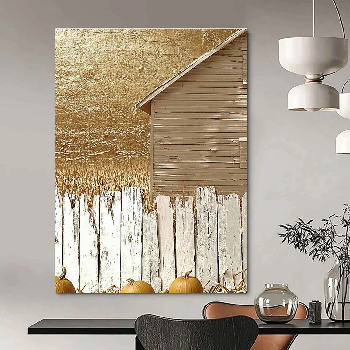 Golden Barn Abstract Painting for Autumn - Themed Restaurants GAB1308