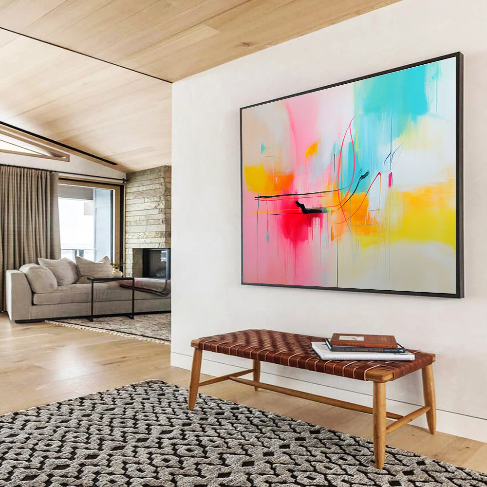 Pastel Colorful Abstract Painting with Delicate Lines ABS304
