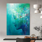 Abstract Head with Floral Crown Painting for Bohemian - Styled Salons GAB1136