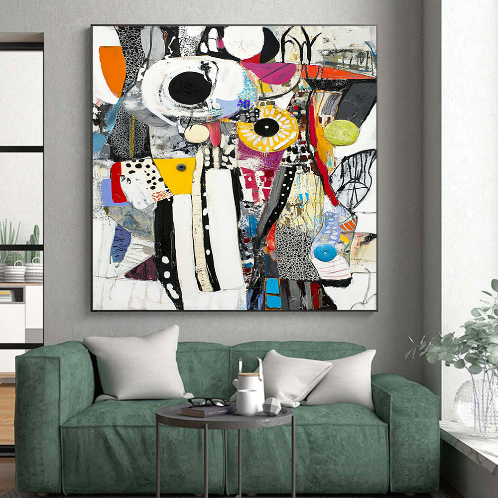 Collage - Style Abstract Painting with Eclectic Charm WINK757