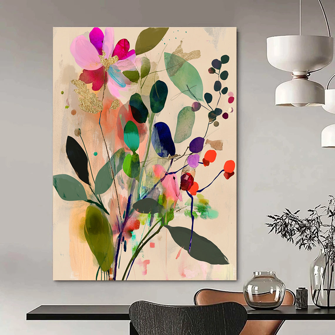 Colorful Floral Abstract - Whimsical Botanical Abstract Art GAB0477