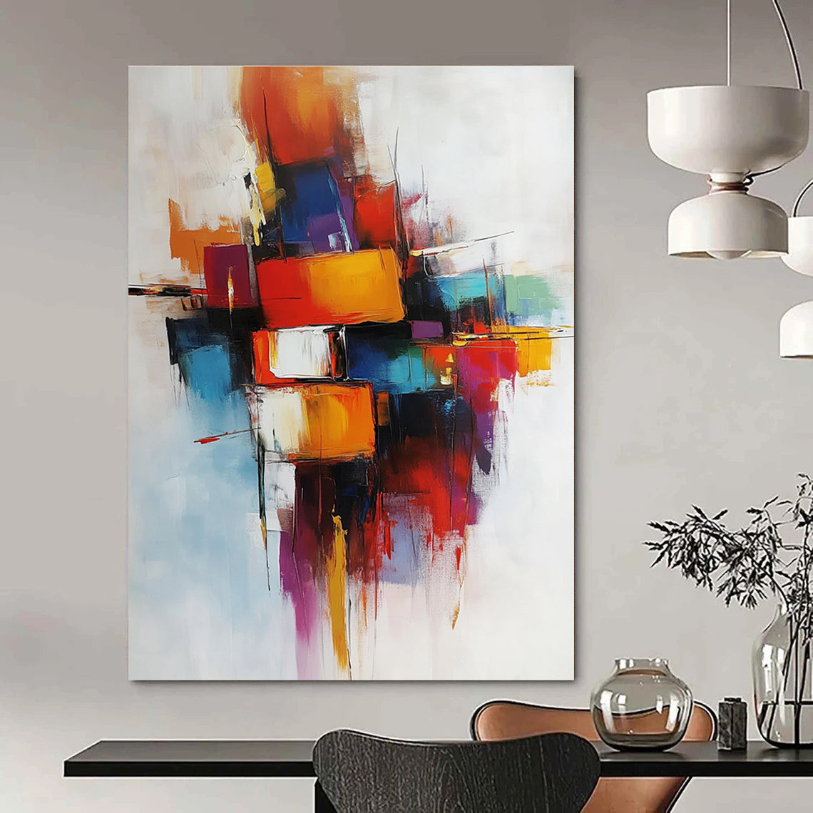 Colorful Block - Shaped Abstract Painting for Creative Studios GAB0886