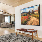 Poppy Field Path Abstract Painting for Italian Villa Dining Areas YHT451