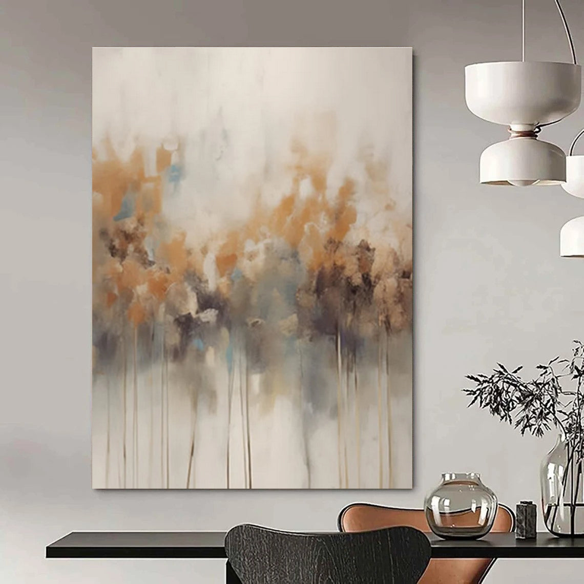 Neutral - Colored Reed - Like Abstract Painting for Spa Retreats HENG117