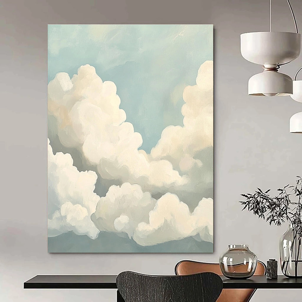 Fluffy Clouds on Blue Sky - Inspired Abstract Painting for Serene Spaces GAB1440