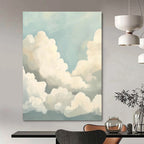 Fluffy Clouds on Blue Sky - Inspired Abstract Painting for Serene Spaces GAB1440