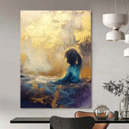 Girl in Golden Light Abstract Painting for Serene Bedrooms GAB0794