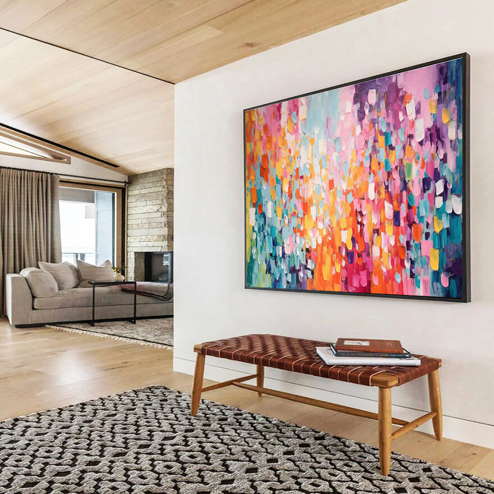 Colorful Impasto Abstract Painting for Vibrant Cafes YHT158