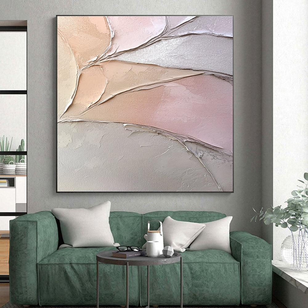 Textured Pastel Leaves Abstract Painting with Delicate Charm WINK053