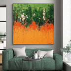 Green Field Abstract Painting with Vivid Nature Hues WINK491