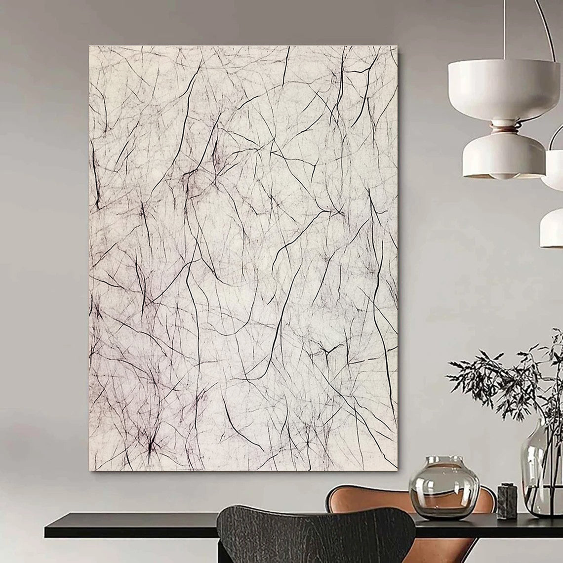 Tangled Black Lines Abstract Expressionist Painting for Bold Interiors GAB1531