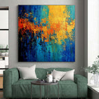 Blue Orange Abstract Painting with Striking Contrast WINK768