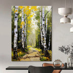Autumn Birch Path Abstract Painting for Rustic - Themed Cafes GAB1311