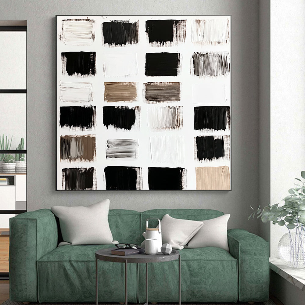 Monochrome Color Swatches Abstract Painting with Textured Hues WINK111