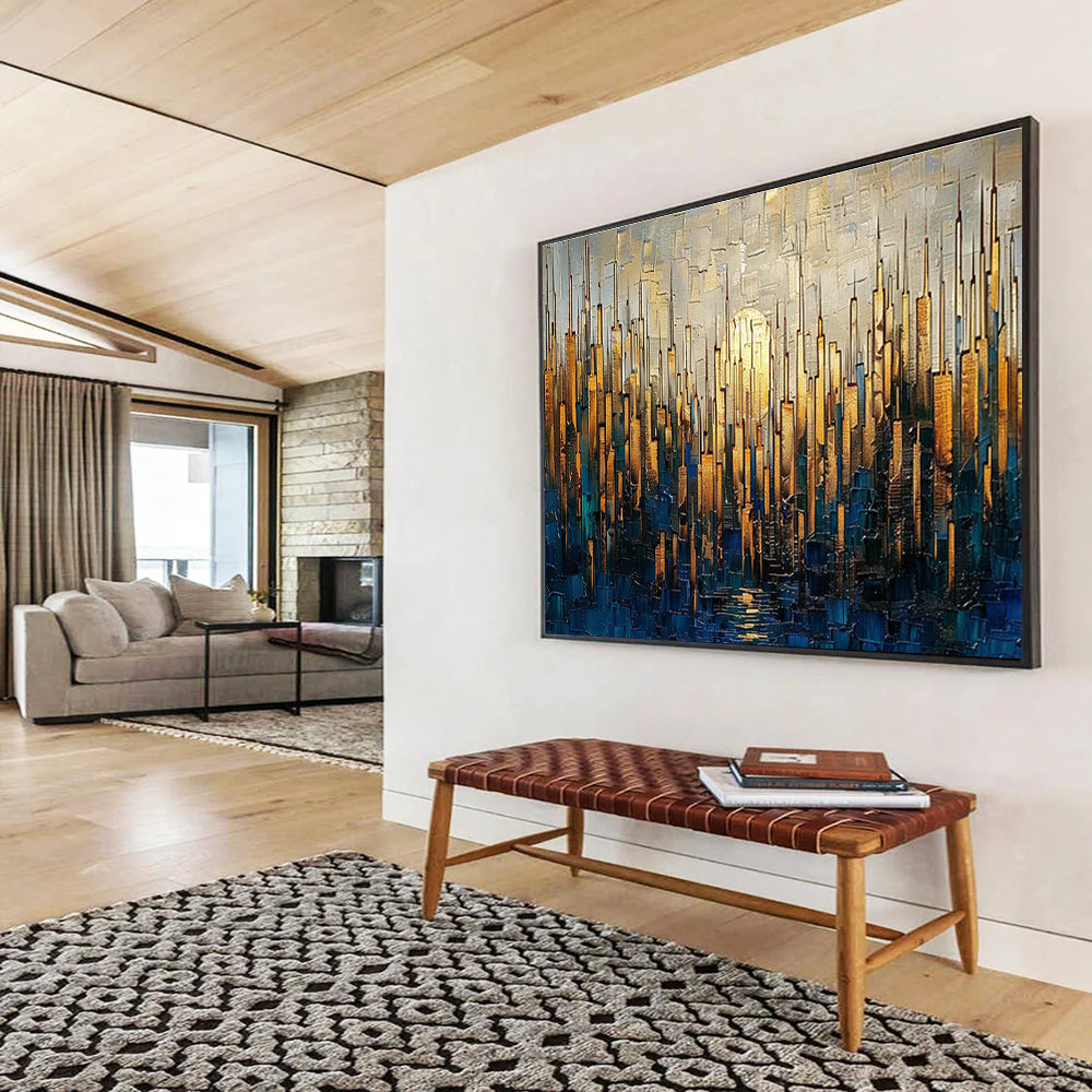 Golden Cityscape Abstract Painting for Luxury Residences YHT172