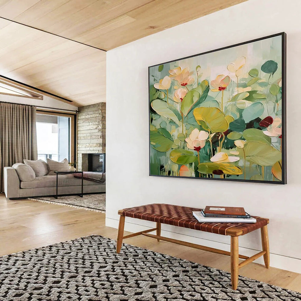 Pastel Water Lilies Abstract Painting for Charming Spaces YHT088