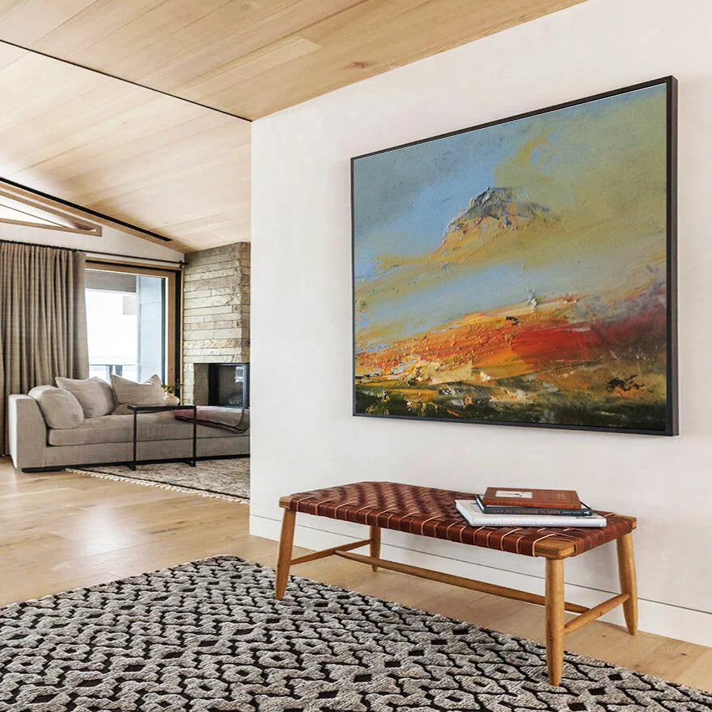 Mountain and Sky Abstract Landscape Painting for Nature - Inspired Spaces YHT038