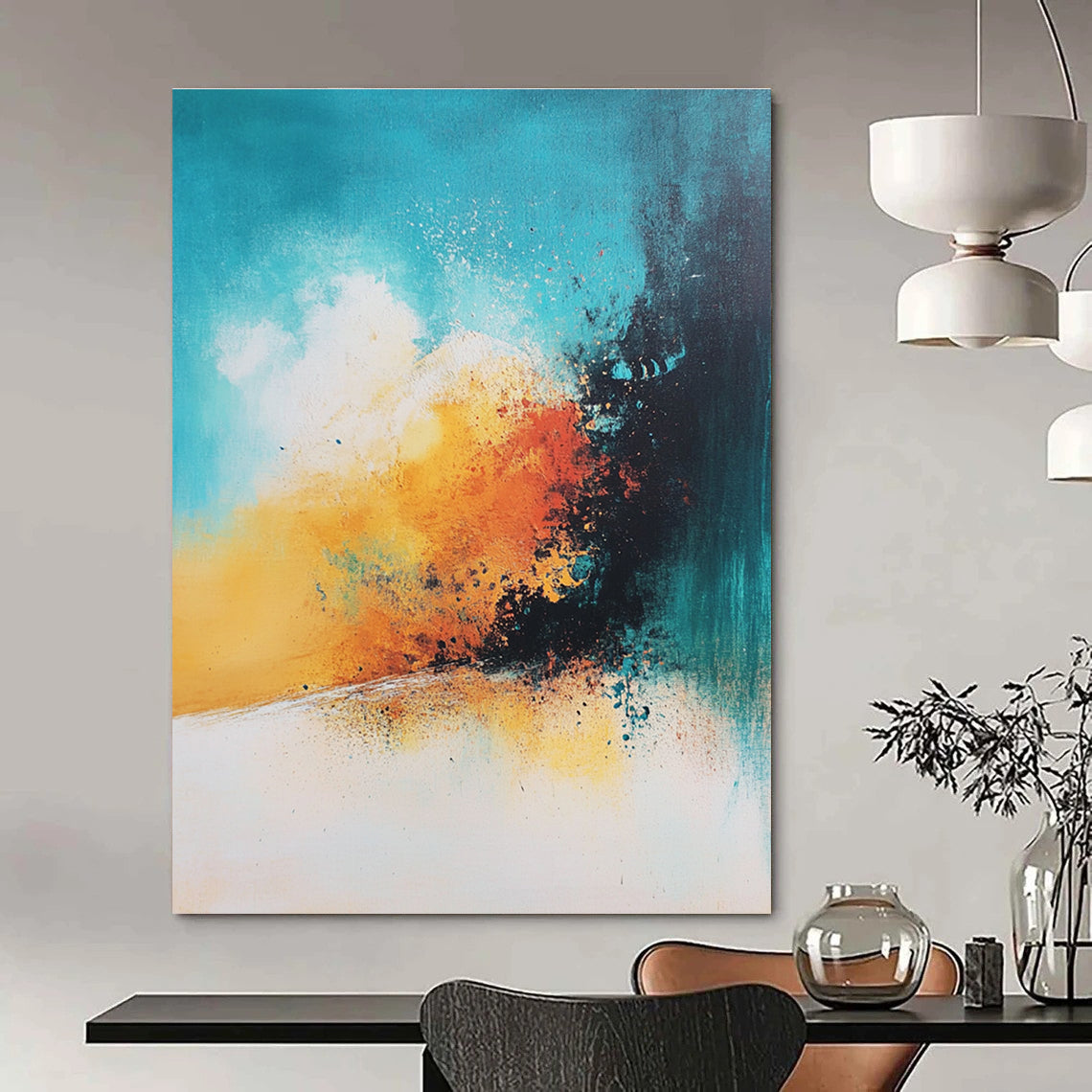 Colorful Abstract Burst Painting for Creative Workspaces GAB1116