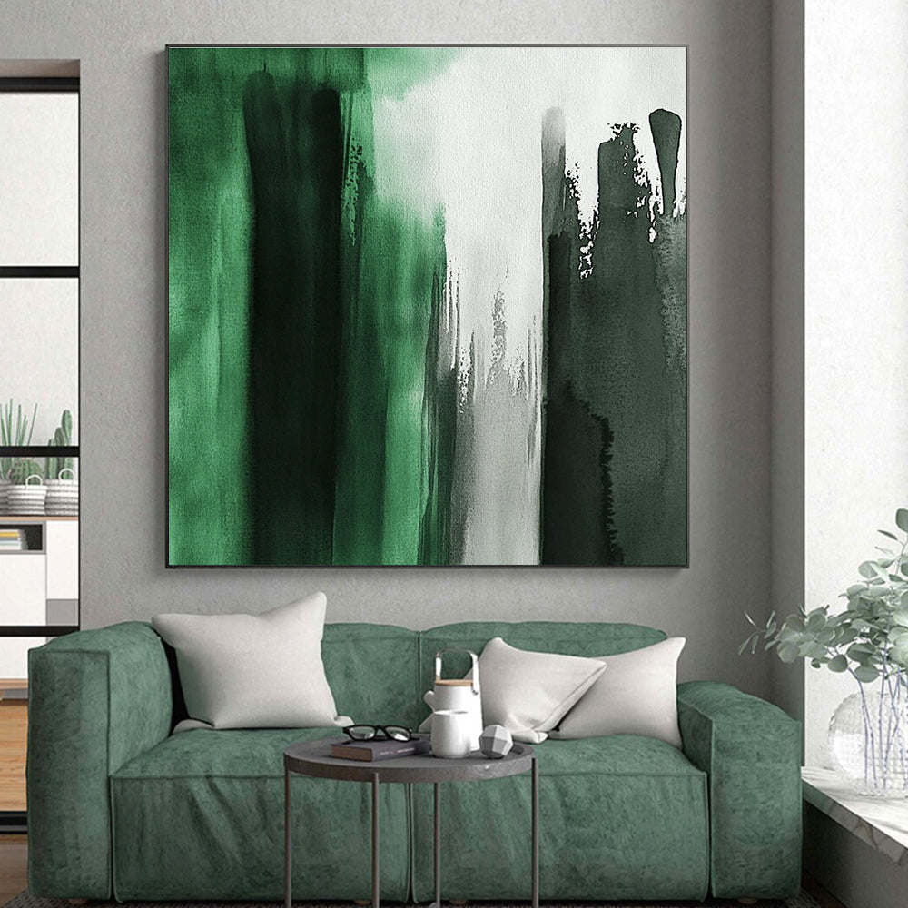 Green - Gray Abstract Wash Painting with Ethereal Mood WINK424