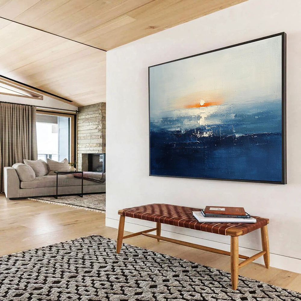 Sunset Sea Abstract Painting with Soft Color Blends ABS277