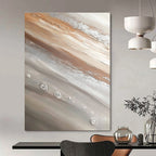 Beige and Silver Textured Art - Tactile Minimalist Abstract Painting GAB0441