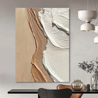 Beige and White Textured Shore Abstract Painting with Coastal Vibes GAB0067
