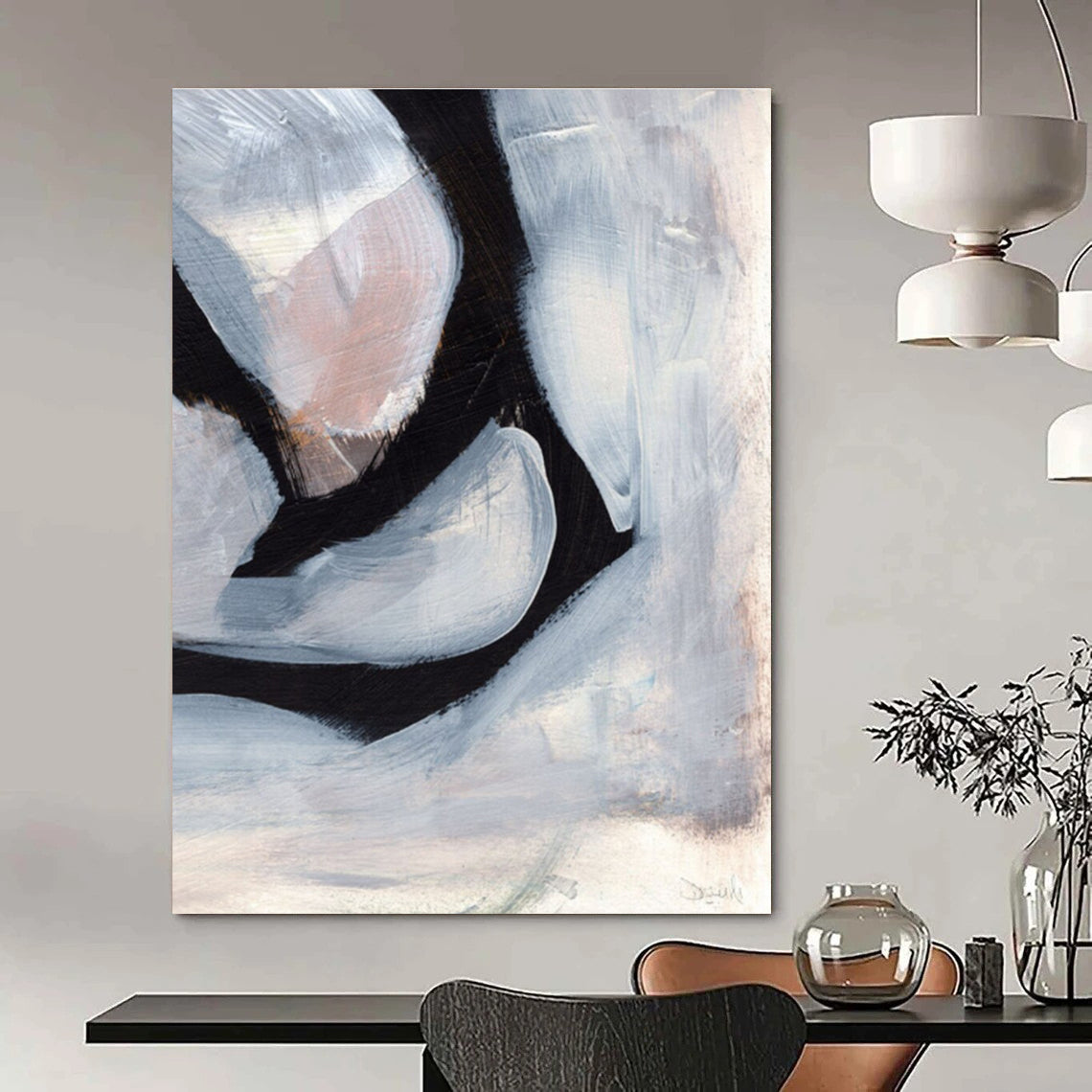 Textured Monochromatic Abstract Shapes for Modern Galleries HENG228