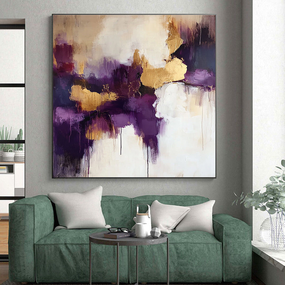 Purple Gold White Abstract Painting with Luxurious Vibes WINK618