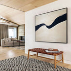 Wavy Black Line on Beige Abstract Painting ABS585