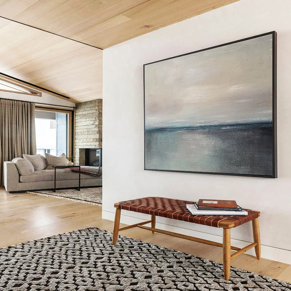 Minimalist Sea Horizon Serene Abstract Painting for Minimalist Homes YHT027