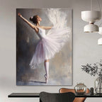 Ballerina in White Tutu Painting of Graceful Movement GAB0137