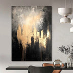 Golden Gray Abstract - Mysterious Urban - Inspired Abstract Painting GAB0651